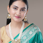 Necklace - Multi Strand Kundan Necklace Set - Opal Touch