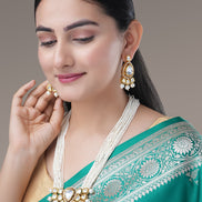 Necklace - Multi Strand Kundan Necklace Set - Opal Touch