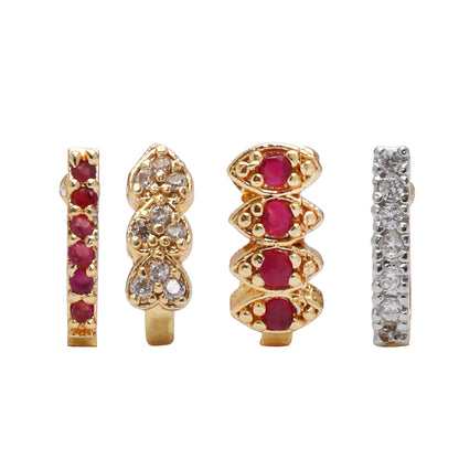 Opal Touch - Multicolor Beauty Nose Pin Set (Pack of 4) - Nose Pin