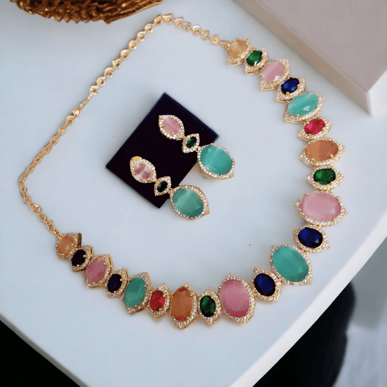 Opal Touch - Multicolor Marvel Gold Plated Necklace - Necklace