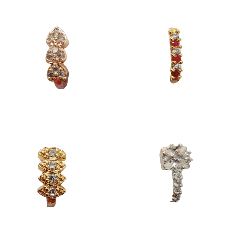 Opal Touch - Multicolor Marvel Nose Pin Set (Pack of 4) - Nose Pin