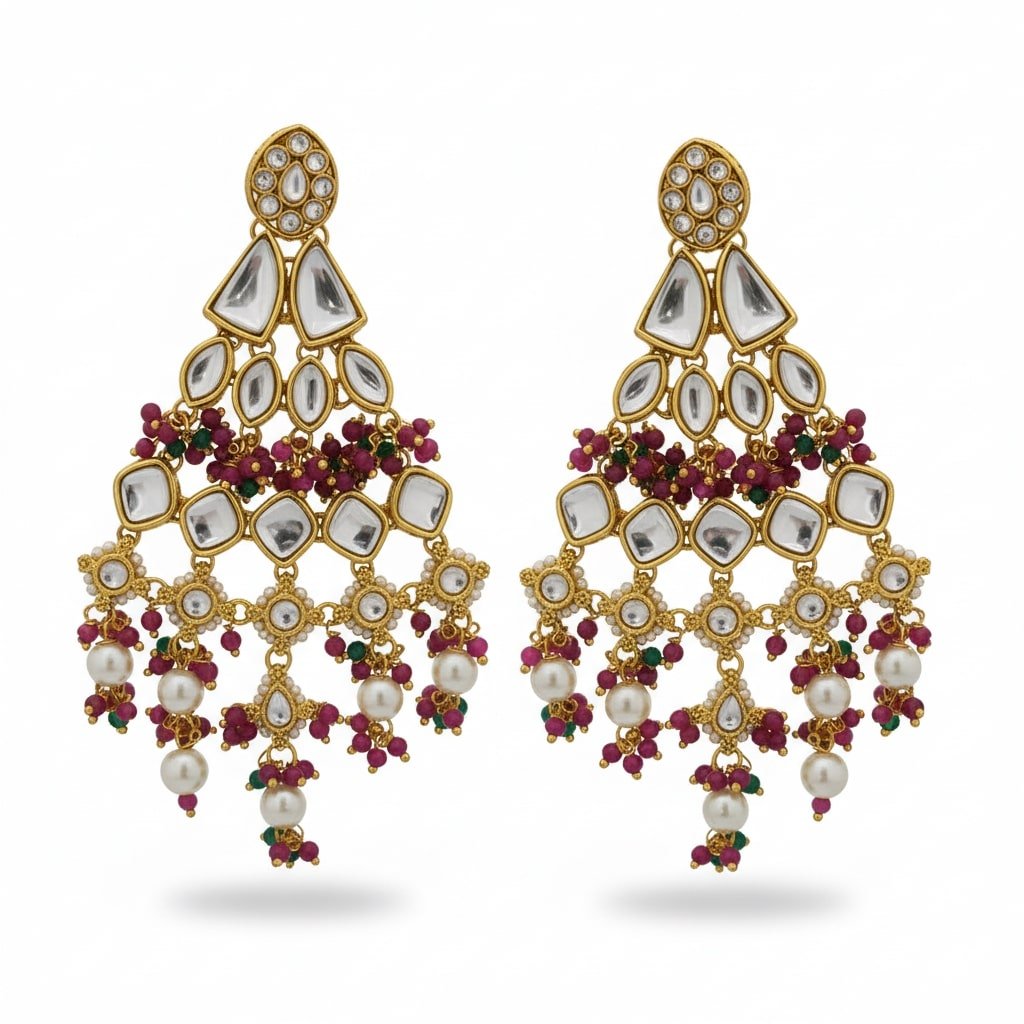Multicolor Moti Dangler Earrings - Opal Touch