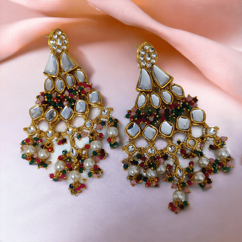 Opal Touch - Multicolor Moti Dangler Earrings - Earrings