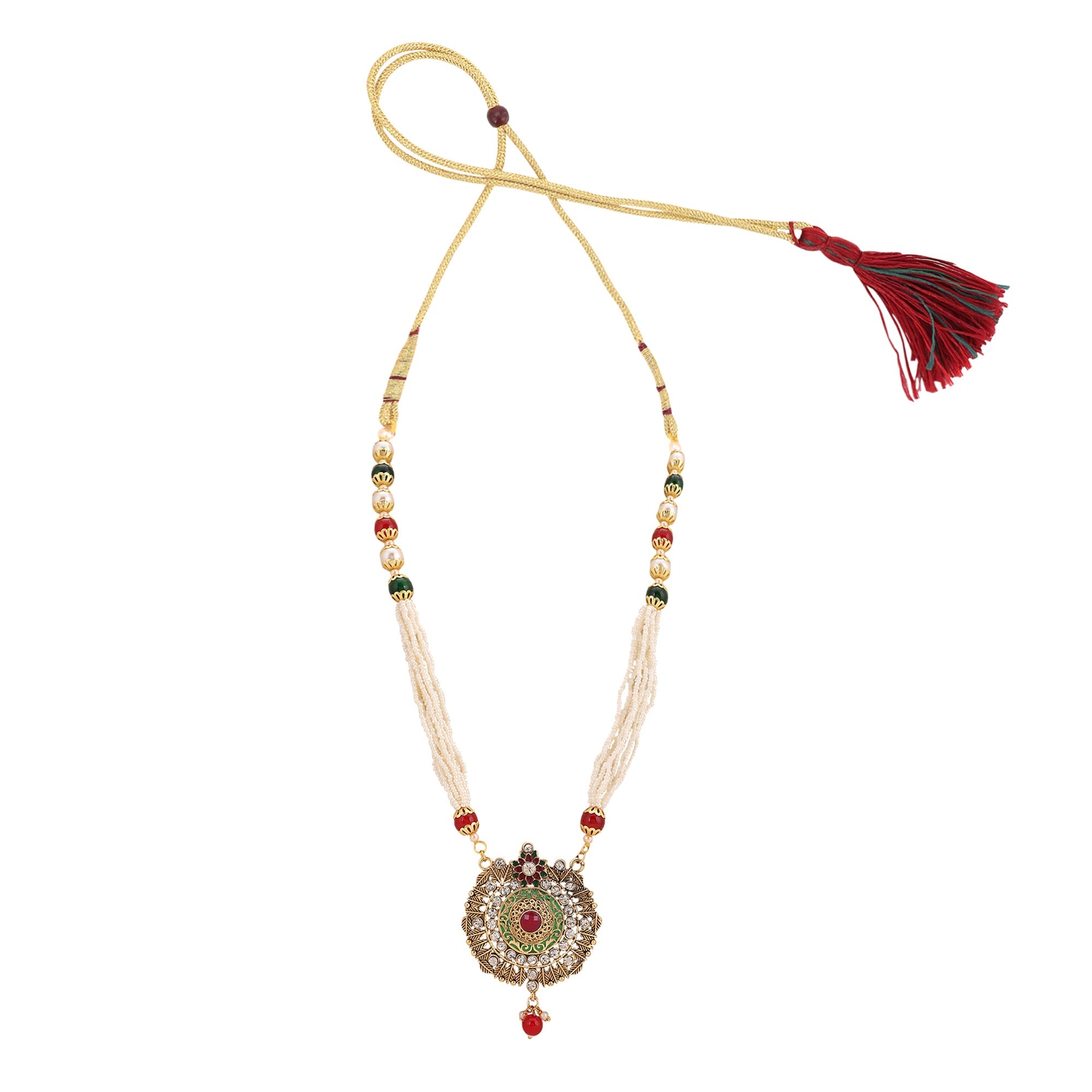Opal Touch - Multicolor Polki Kundan Moti Mala - Necklace
