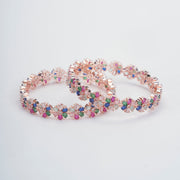 Opal Touch - Multicolored Rose Gold Bangles Set (Pack of 2) - Bangles