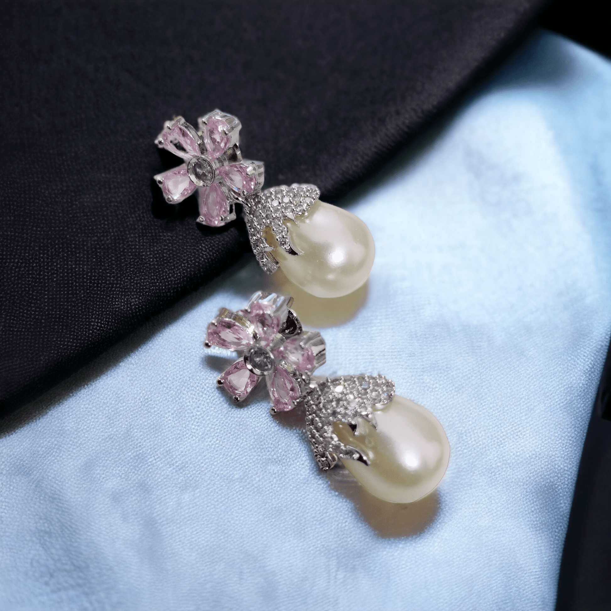 Opal Touch - Mystic Garden Earrings in Rhodium Green-White - Earrings