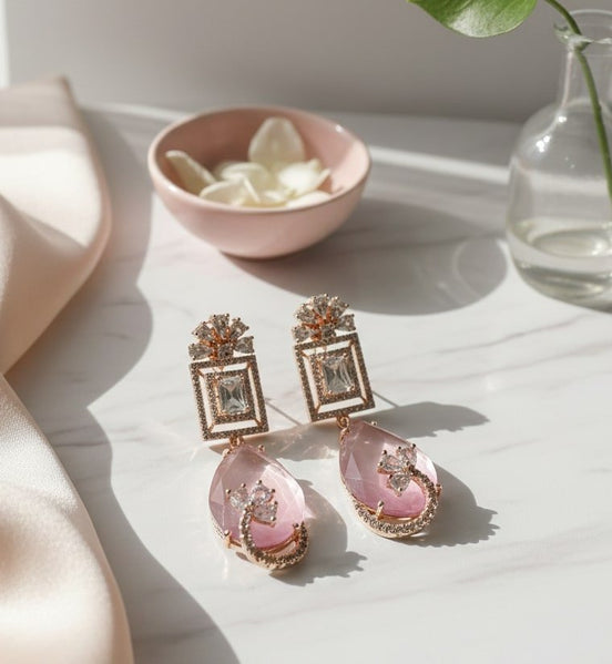 Mystic Rose Gold Plated Earrings - Opal Touch