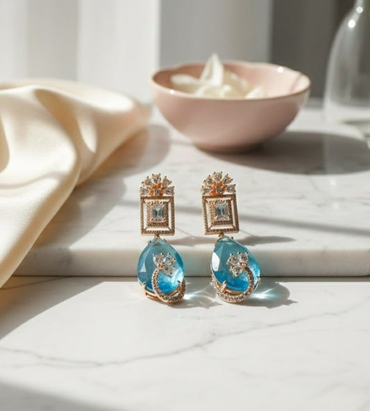 Mystic Rose Gold Plated Earrings - Opal Touch