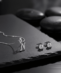 N' Initial Necklace and Cubic Zirconia Stud Earrings Set (Pack of 2) - Opal Touch