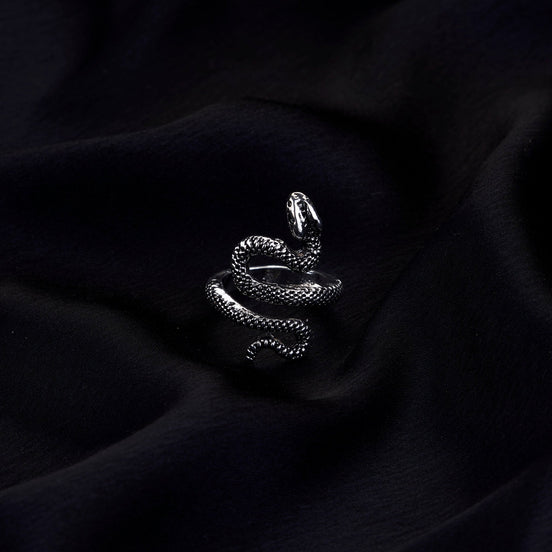 Rings - Naagvadhu Rhodium Twisted Ring - Opal Touch