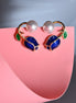 Ocean Rose Petals Gold Plated Earrrings - Opal Touch
