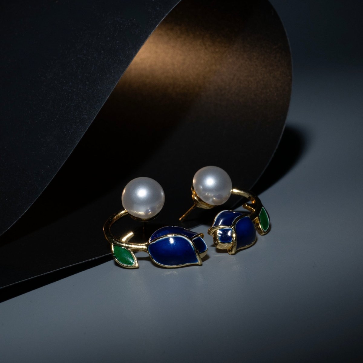 Ocean Rose Petals Gold Plated Earrrings - Opal Touch