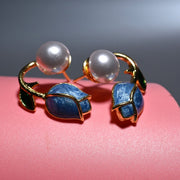 Ocean Rose Petals Gold Plated Earrrings - Opal Touch