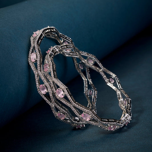 Bangles - Opaline Grove Rhodium Bangles - Opal Touch