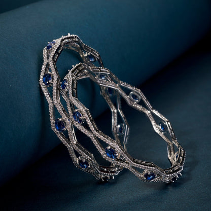 Bangles - Opaline Grove Rhodium Bangles - Opal Touch