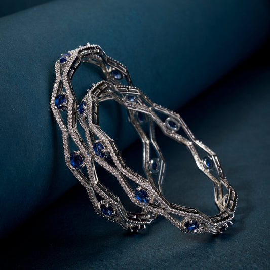 Bangles - Opaline Grove Rhodium Bangles - Opal Touch