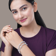 Bangles - Opaline Grove Rhodium Bangles - Opal Touch