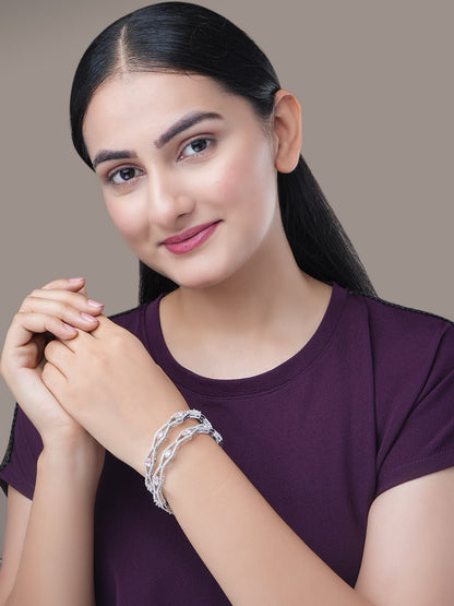 Bangles - Opaline Grove Rhodium Bangles - Opal Touch