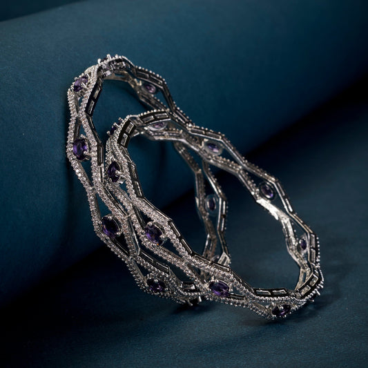 Bangles - Opaline Grove Rhodium Bangles - Opal Touch