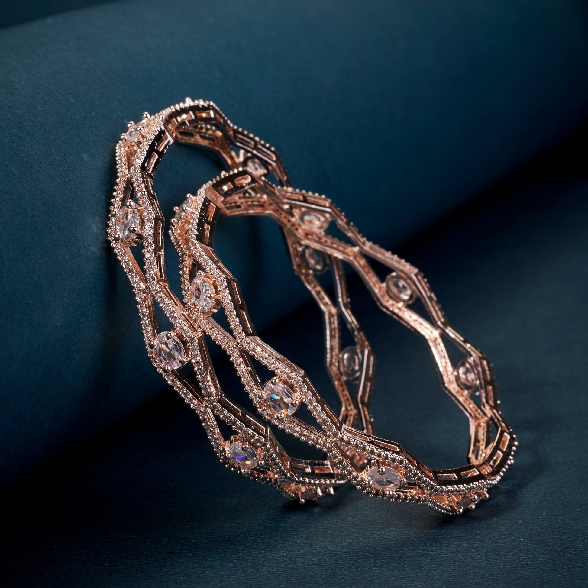 Bangles - Opaline Grove Rose Gold Bangles - Opal Touch