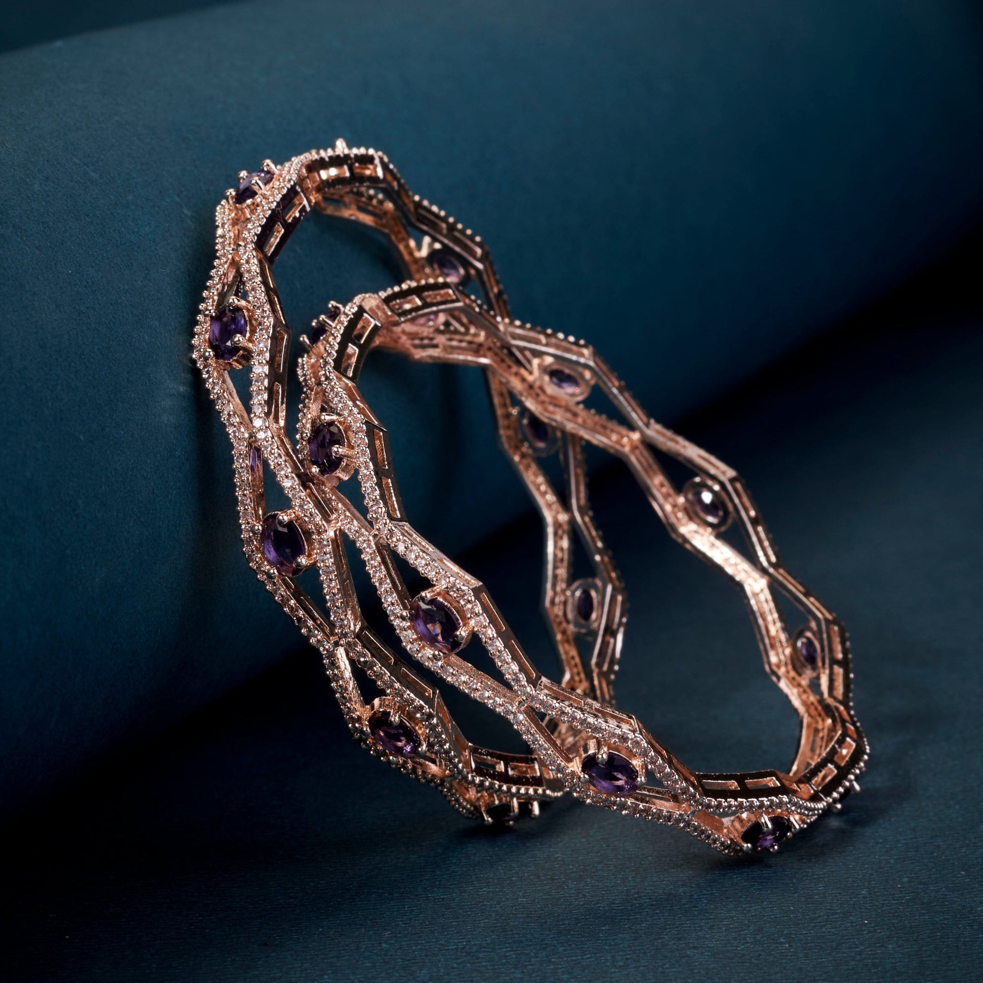 Bangles - Opaline Grove Rose Gold Bangles - Opal Touch