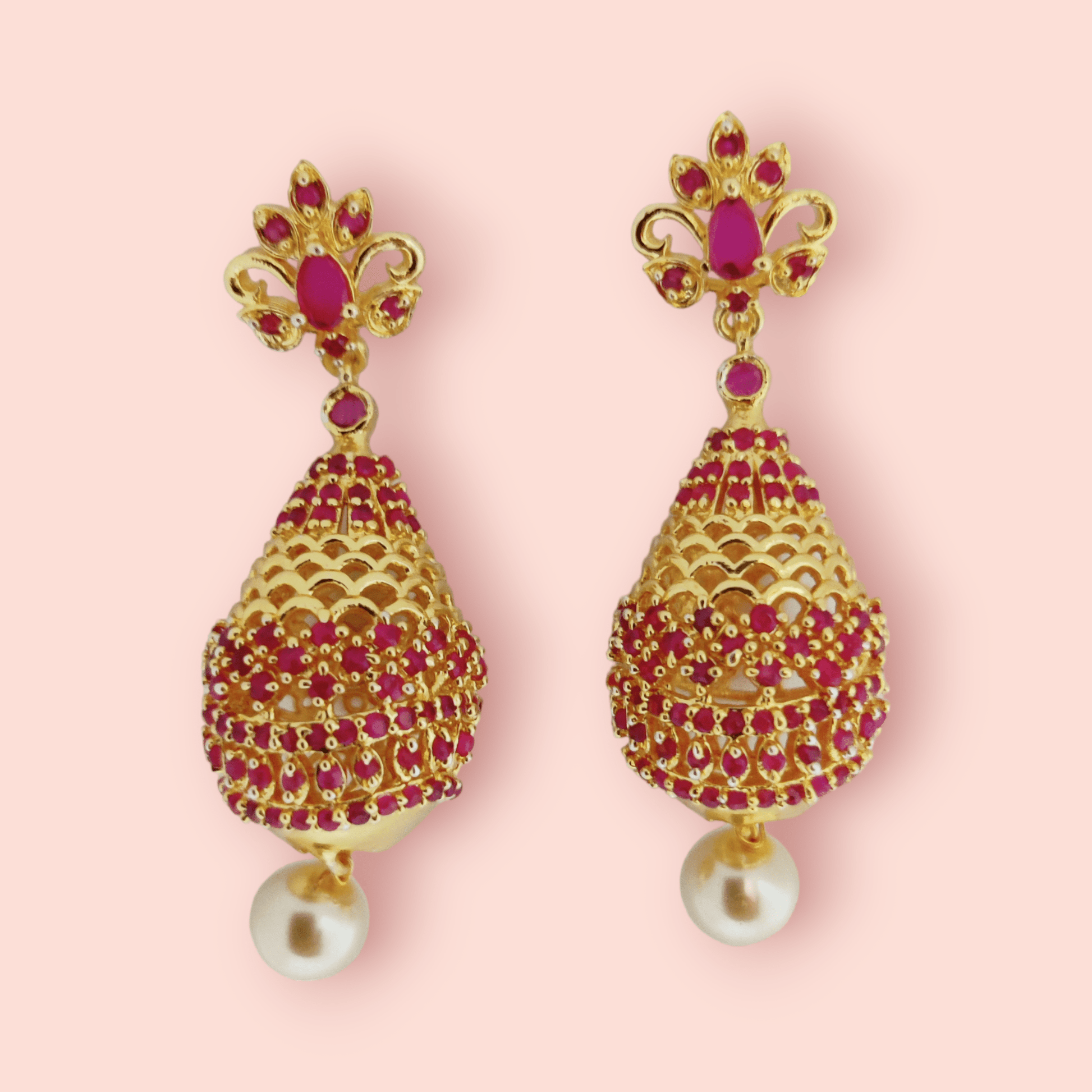 Opal Touch - Opulent Crimson Sparkle Earrings - Earrings
