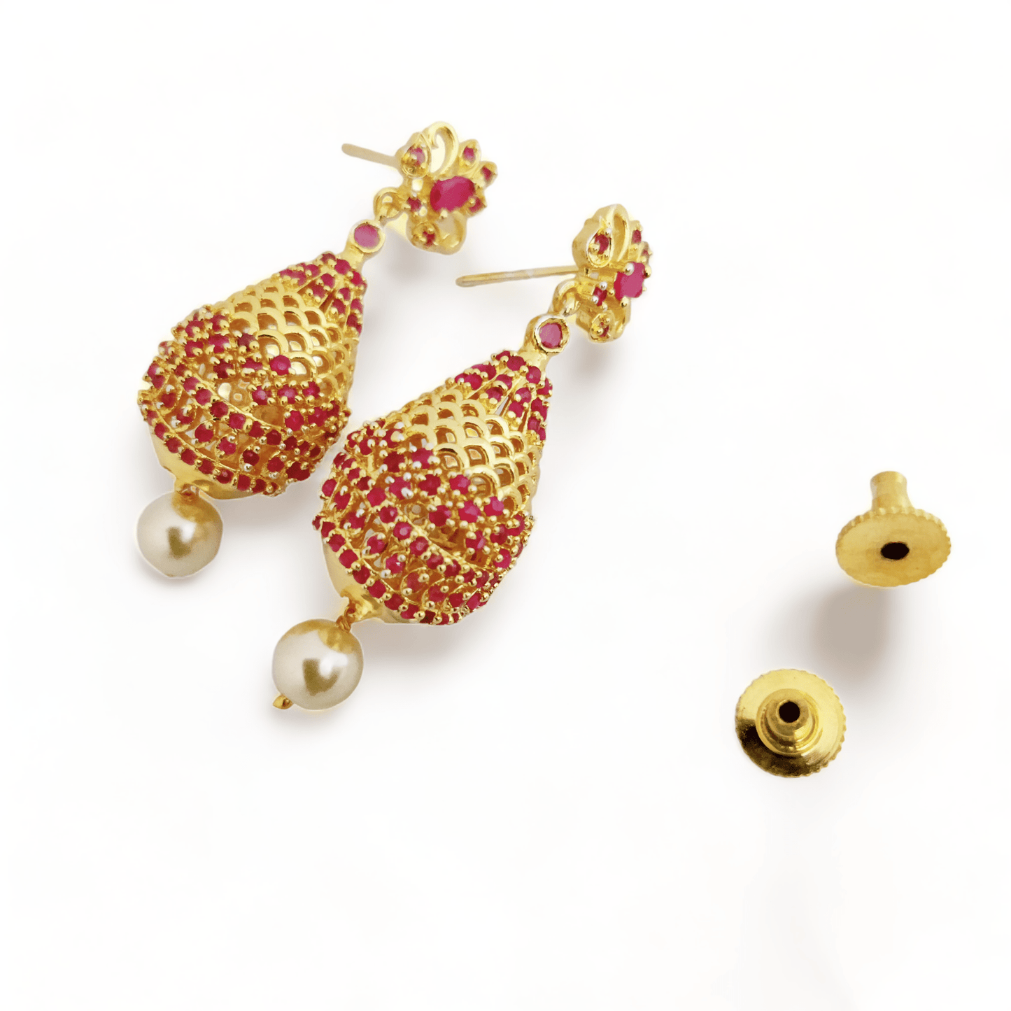 Opal Touch - Opulent Crimson Sparkle Earrings - Earrings