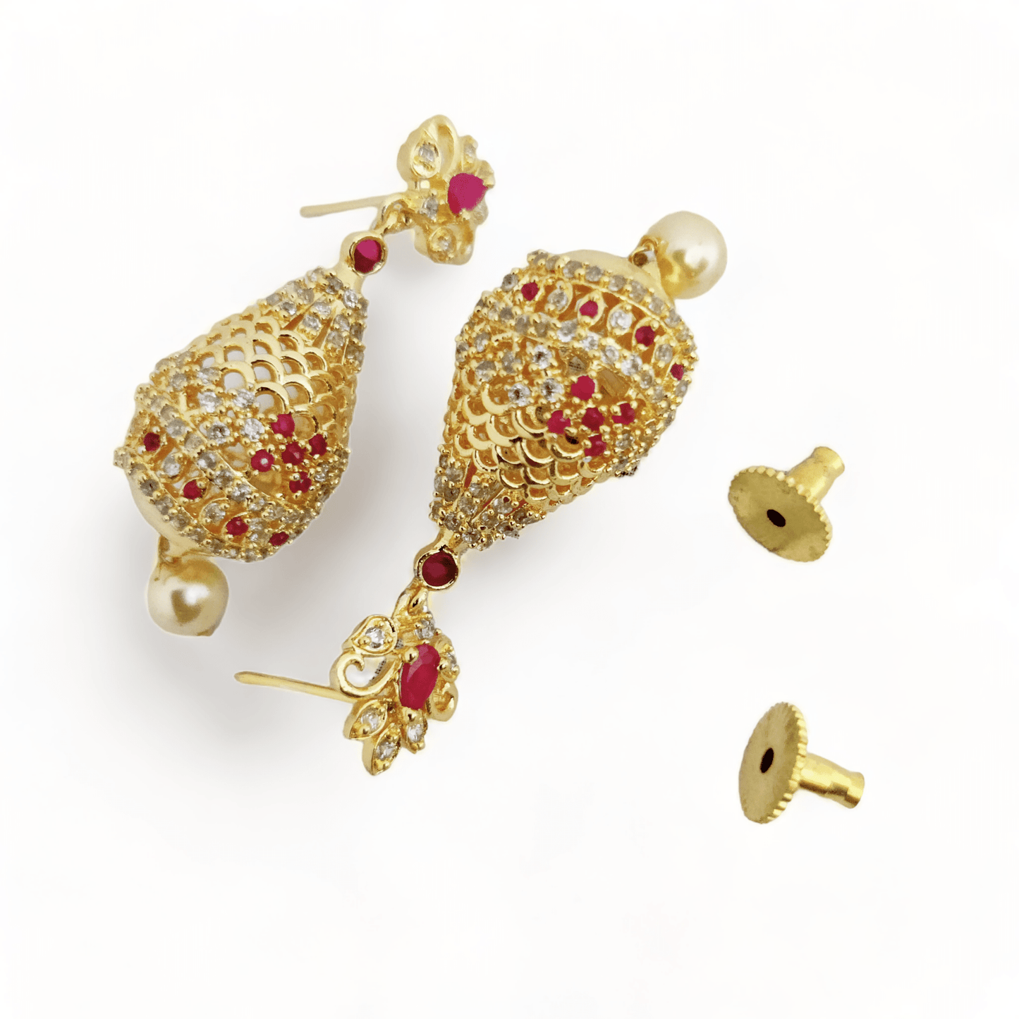 Opal Touch - Opulent Crimson Sparkle Earrings - Earrings