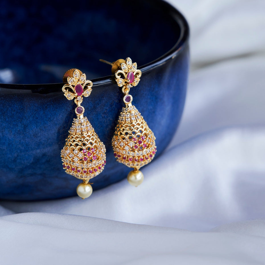Opulent Crimson Sparkle Earrings - Opal Touch
