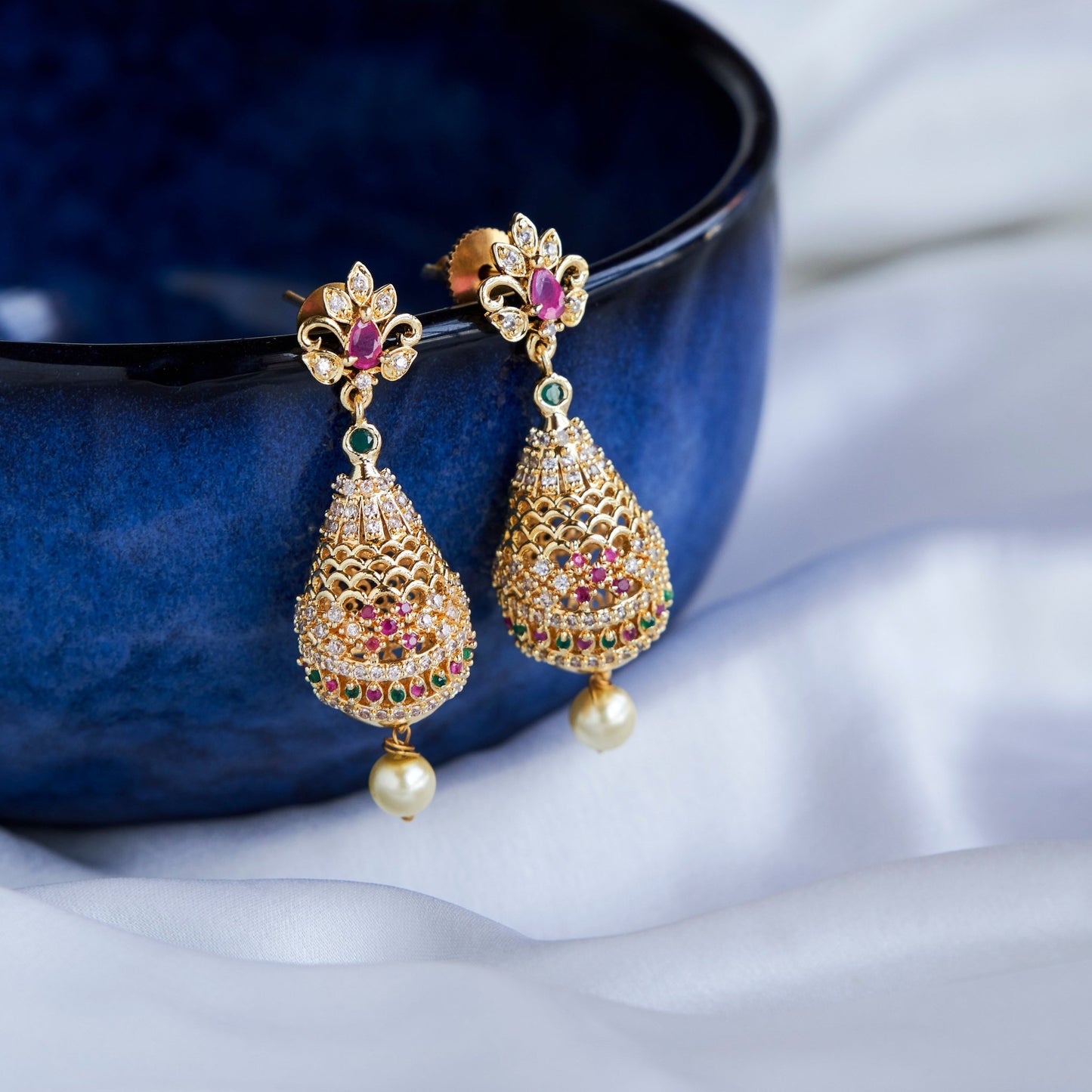 Opulent Crimson Sparkle Earrings - Opal Touch