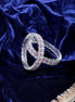 Opulent Cubic Zirconia Statement Rhodium Plated Bangles Set (Pack of 2) - Opal Touch