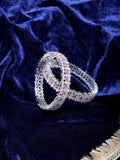Opulent Cubic Zirconia Statement Rhodium Plated Bangles Set (Pack of 2) - Opal Touch