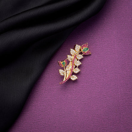Saree Pin - Opulent Gold Plated Saree Pin - Opal Touch