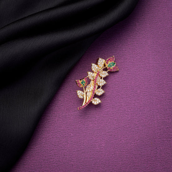 Saree Pin - Opulent Gold Plated Saree Pin - Opal Touch