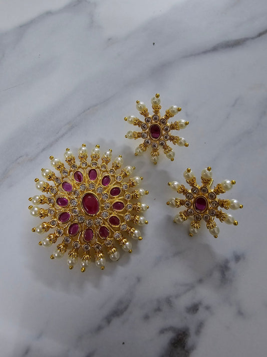 Locket Set - Opulent Majestic Golden Locket Set - Opal Touch