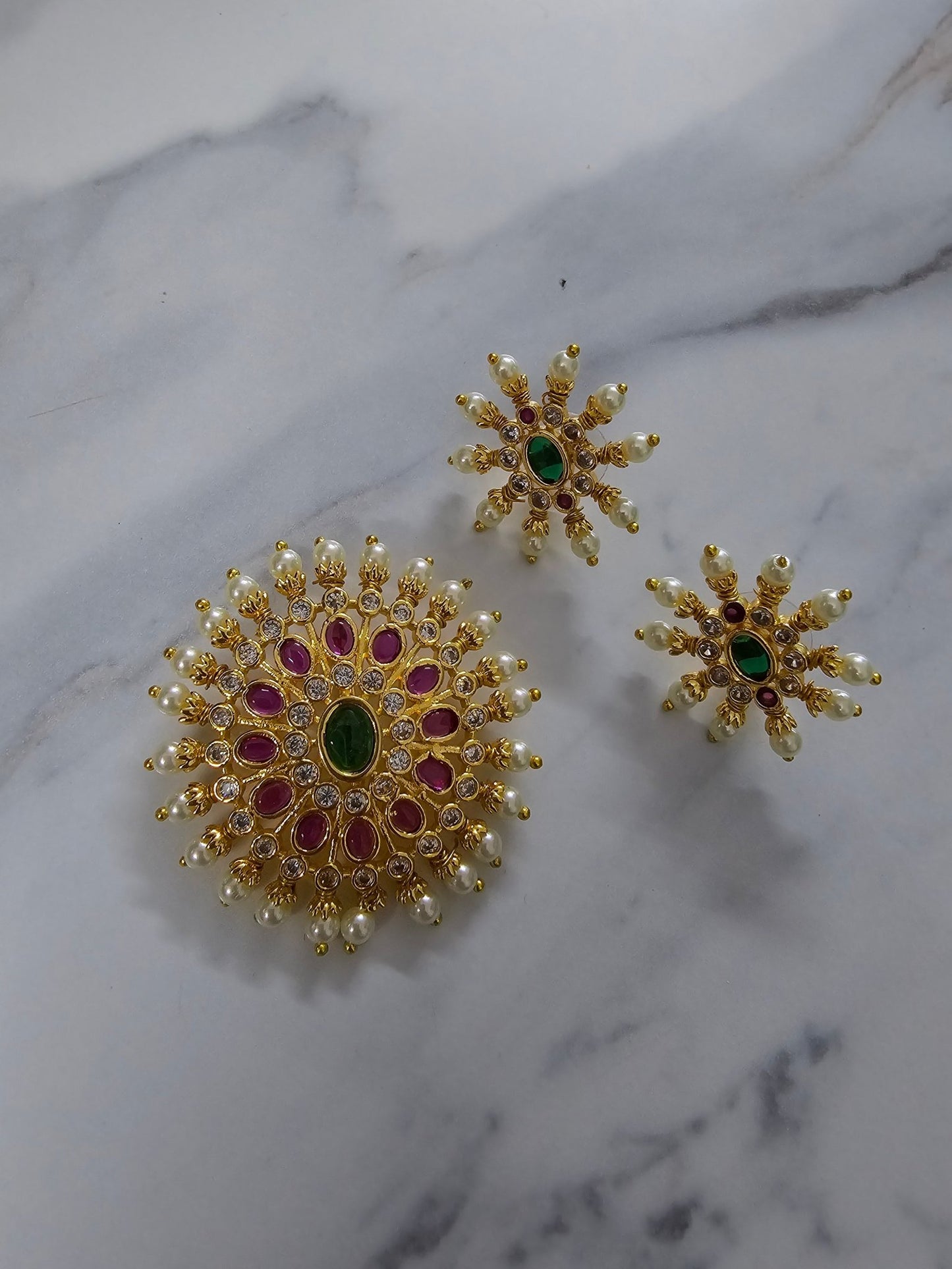 Locket Set - Opulent Majestic Golden Locket Set - Opal Touch