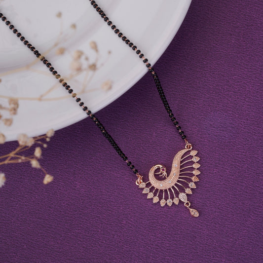 Mangalsutra - Opulent Rose Gold Feather Mangalsutra - Opal Touch