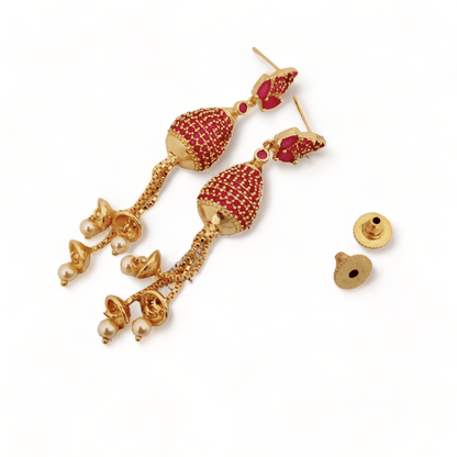 Opal Touch - Opulent Ruby Elegance Earrings - Earrings