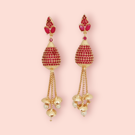Opal Touch - Opulent Ruby Elegance Earrings - Earrings