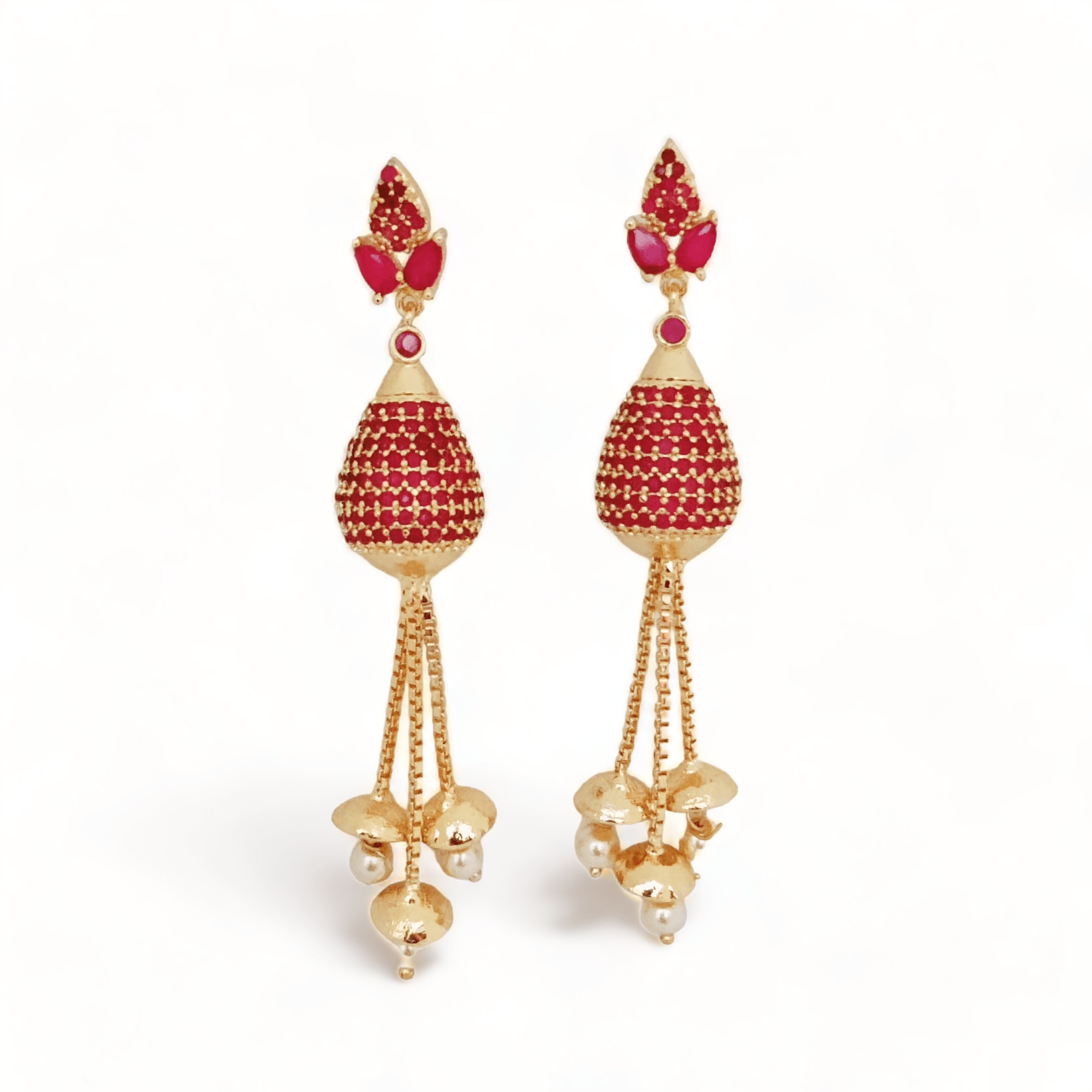 Opal Touch - Opulent Ruby Elegance Earrings - Earrings