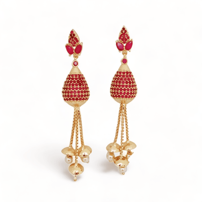 Opal Touch - Opulent Ruby Elegance Earrings - Earrings