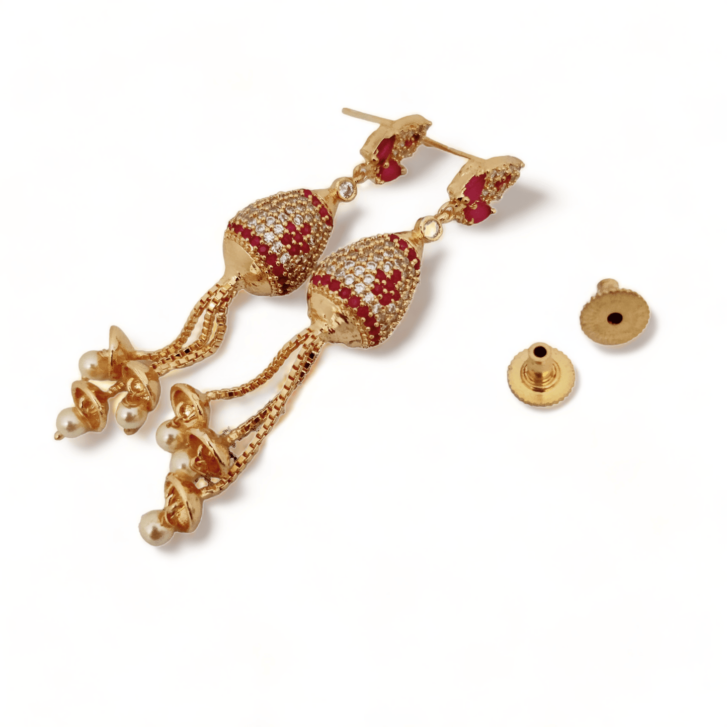 Opal Touch - Opulent Ruby Elegance Earrings - Earrings