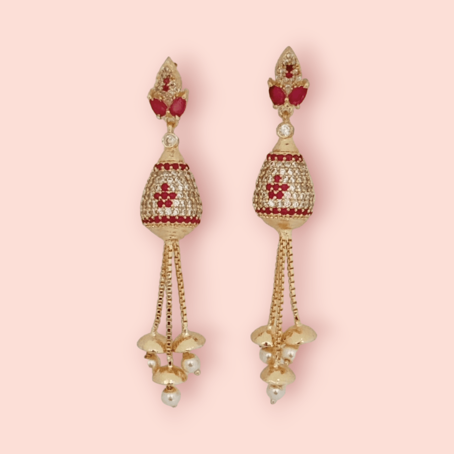 Opal Touch - Opulent Ruby Elegance Earrings - Earrings
