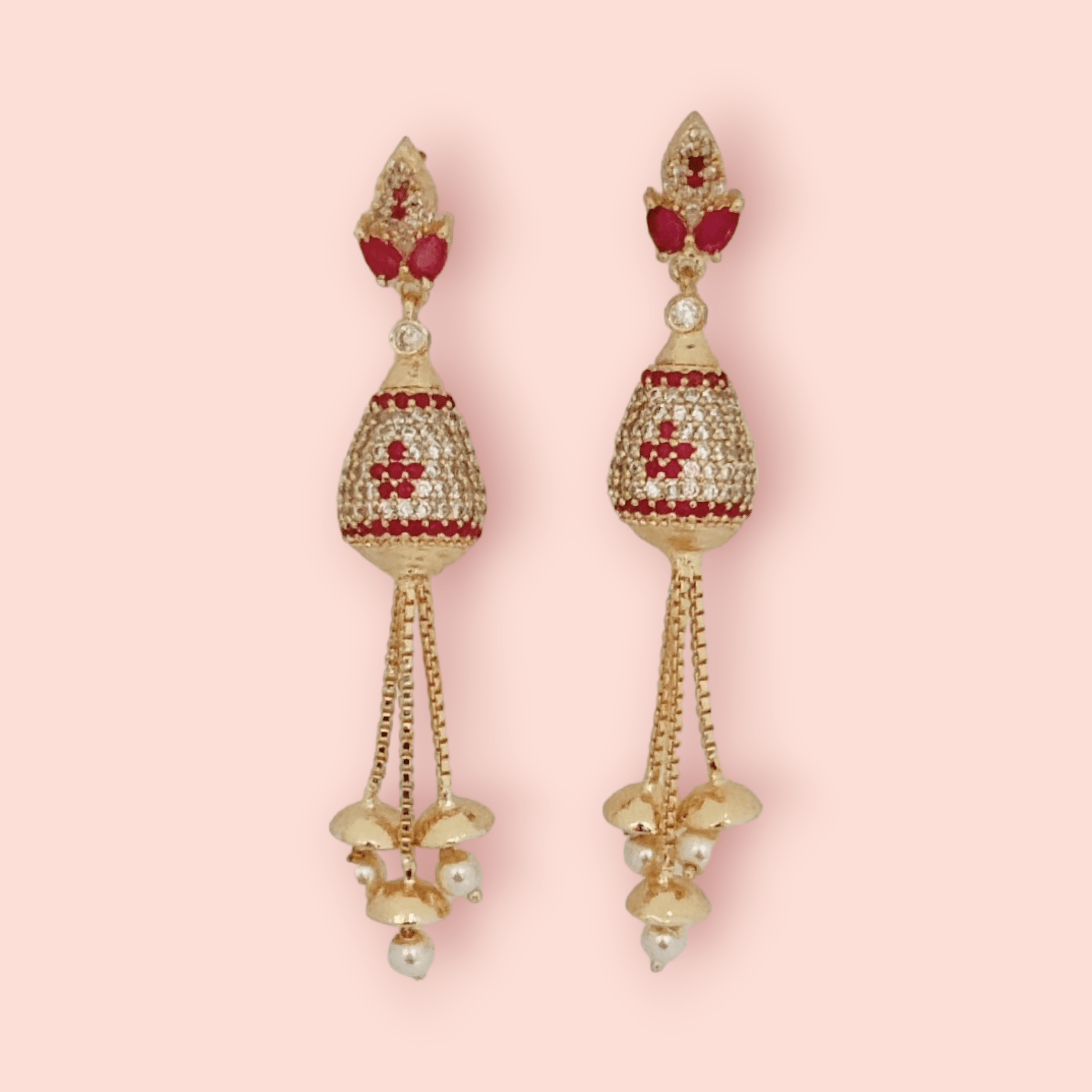Opal Touch - Opulent Ruby Elegance Earrings - Earrings