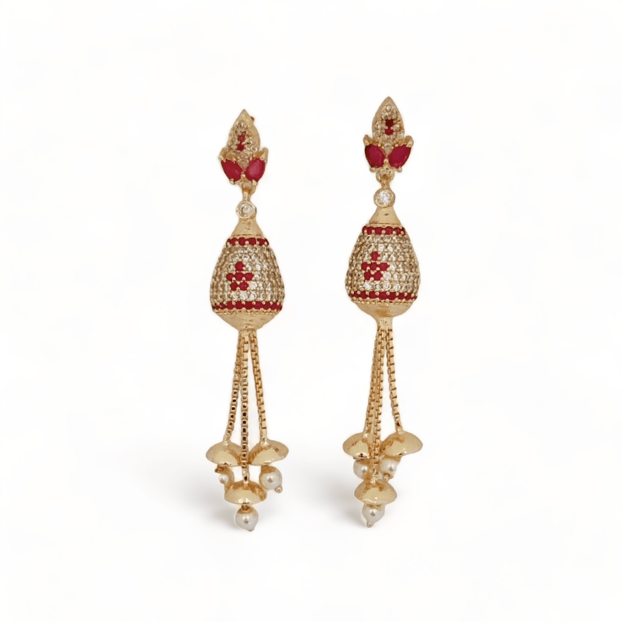 Opal Touch - Opulent Ruby Elegance Earrings - Earrings