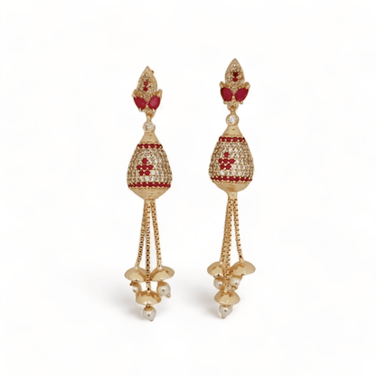 Opal Touch - Opulent Ruby Elegance Earrings - Earrings