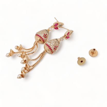 Opal Touch - Opulent Ruby Elegance Earrings - Earrings