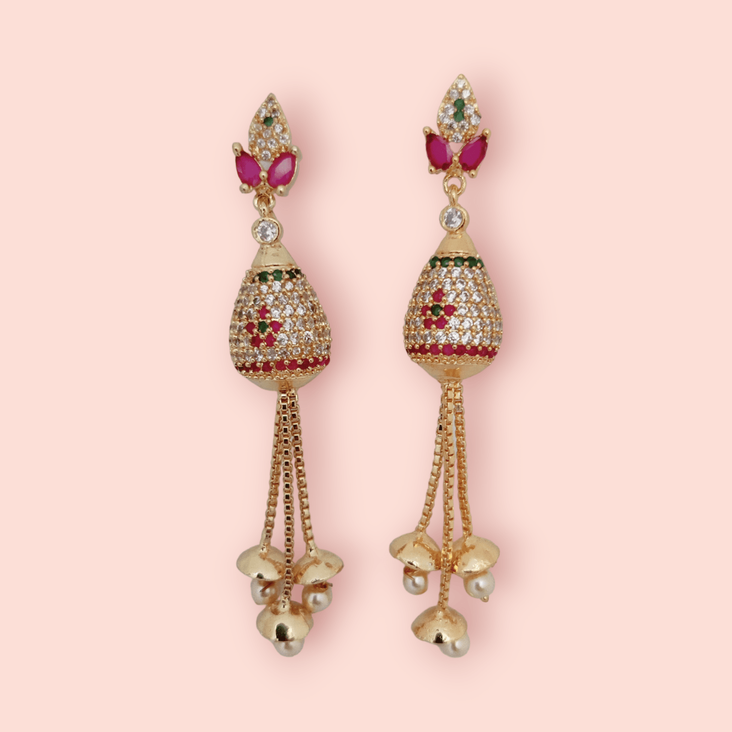 Opal Touch - Opulent Ruby Elegance Earrings - Earrings
