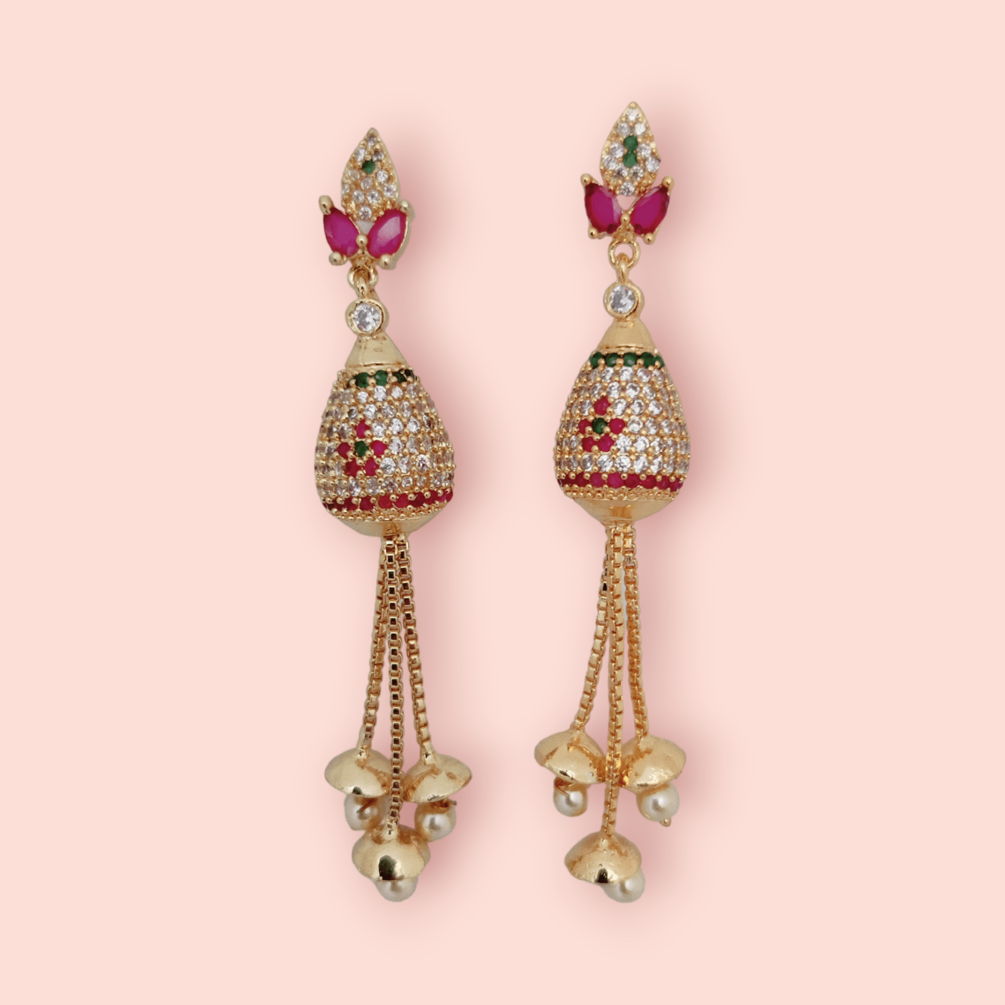 Opal Touch - Opulent Ruby Elegance Earrings - Earrings