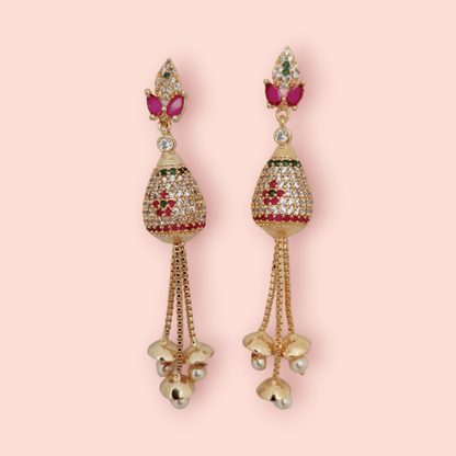 Opal Touch - Opulent Ruby Elegance Earrings - Earrings